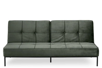Sofa rozkładana z funkcją spania Perugia Actona welwetowa zielona 3 osobowa do salonu
