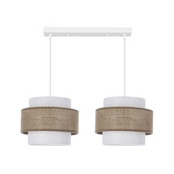 Lampa wisząca Juta biały 2x40W E27 abażur biały+beżowy