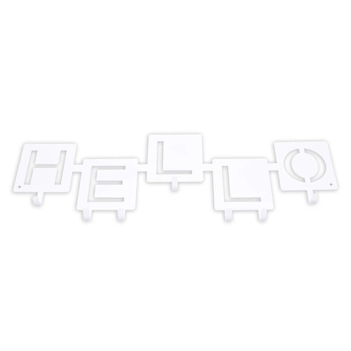 Nowoczesny wieszak ścienny do przedpokoju Hello biały metalowy na kurtki i klucze Intesi