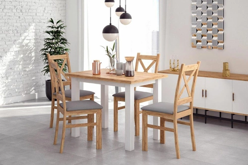 Stół do jadalni Ronda 100x70 cm nowoczesny skandynawski dąb złoty biały Intesi