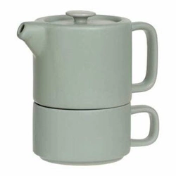 Imbryk ceramiczny Nature miętowy 400 ml 5five simply smart do parzenia herbaty z bambusową podstawą