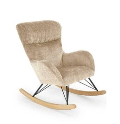 Fotel bujany Opera beżowy do salonu nowoczesny skandynawski tapicerowany z podłokietnikami