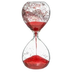 Klepsydra szklana 20 cm brokatowa czerwona