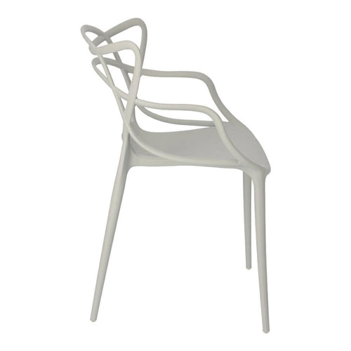 Krzesło do jadalni Lexi szare inspirowane Master chair nowoczesne, sztaplowane, z podłokietnikami