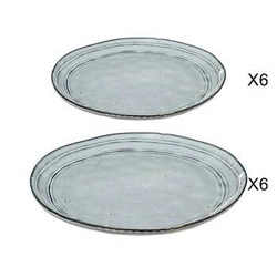 Zestaw obiadowy Flower 5five simply smart 12-elementowy ceramiczny niebieski do jadalni zmywarka