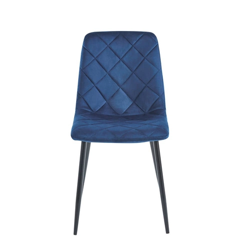 Krzesło do jadalni Solito Intesi niebieskie welurowe nowoczesne pikowane z oparciem