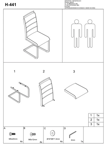 Krzesło tapicerowane H-441 Intesi ekoskóra czarno-białe na płozach nowoczesne do jadalni