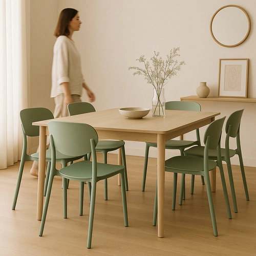 Krzesło Plasta zielone z polipropylenu do kuchni i ogrodu sztaplowane nowoczesne 5five