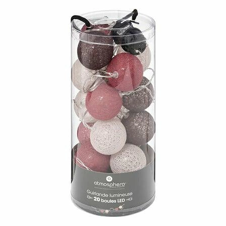 Cotton balls girlanda świetlna LED Atmosphera różowo-szara do sypialni i salonu 4,35 m