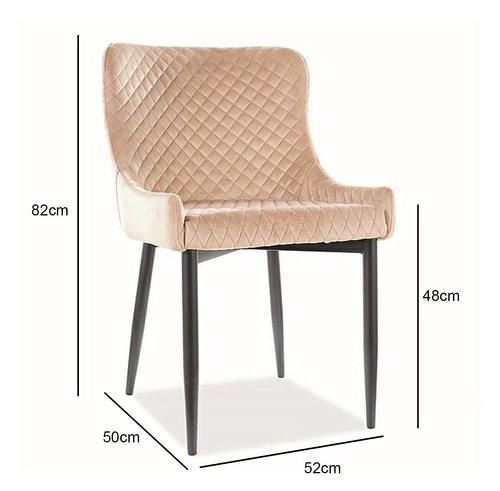 Krzesło tapicerowane Colin beżowe do jadalni nowoczesne z podłokietnikami na czarnych nogach