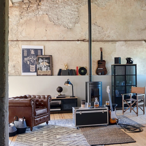 Fotel Chester skórzany do salonu i gabinetu brązowy vintage z podłokietnikami Atmosphera