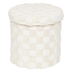 Pufa składana Atmosphera Pasti biała okrągła pikowana do salonu i przedpokoju 38 cm