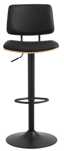 Hoker Owen czarny z oparciem, regulowany, obrotowy, skórzany do kuchni i wyspy nowoczesny Actona