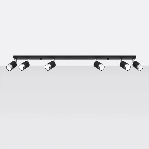 Plafon sufitowy NERO 6 czarny chrom nowoczesny loftowy do salonu kuchni sypialni Sollux