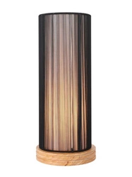 Lampa stołowa glamour Kioto czarna drewniana z abażurem do salonu i sypialni Ledea 33 cm