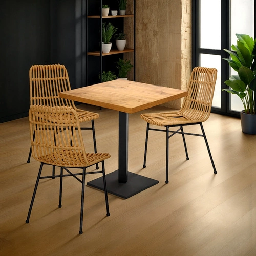 Krzesło Surabaya boho technorattan do ogrodu i na taras, naturalne z czarnymi nogami Intesi