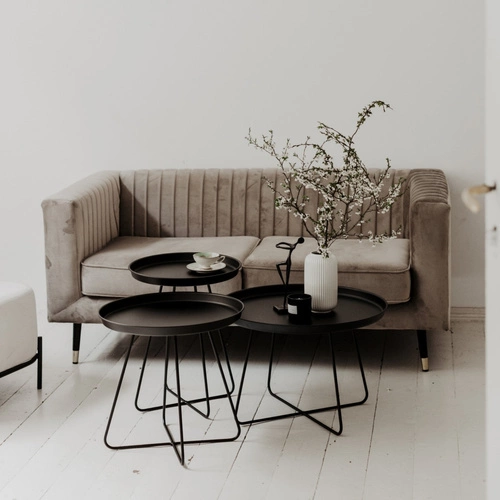 Stolik kawowy okrągły metalowy czarny ROD L nowoczesny do salonu NORDIFRA 50 cm