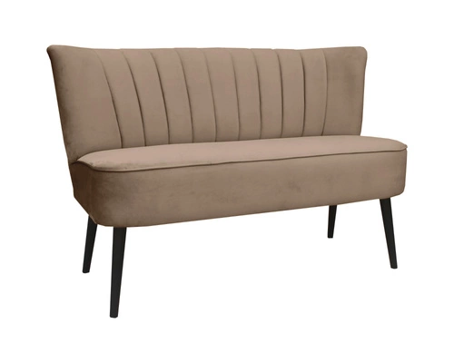 Sofa Sally beżowa tapicerowana nowoczesna dwuosobowa do salonu na wysokich nogach