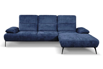 Narożnik Rasmus granatowy prawy nowoczesny z regulowanym oparciem do salonu Intesi