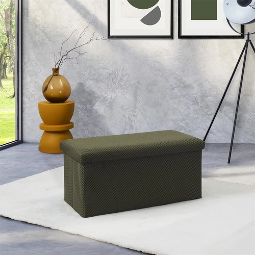 Pufa prostokątna ze schowkiem Velse Atom Intesi nowoczesna składana do przedpokoju khaki 76 cm