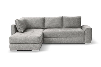 Narożnik z funkcją spania do salonu Rabis szary nowoczesny z pojemnikiem Intesi