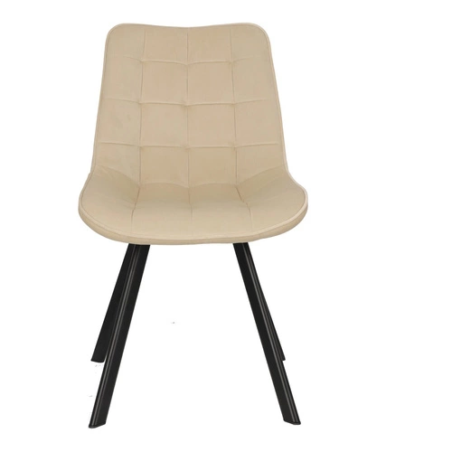 Krzesło tapicerowane welurowe Moly Intesi beżowe z czarnymi nogami do jadalni i salonu