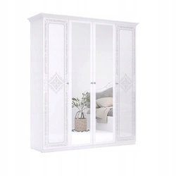 Szafa z lustrem Diamante 192 cm biała połysk nowoczesna do sypialni z półkami