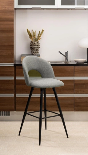 Hoker z oparciem Ayla tapicerowany szary jasny 65 cm do kuchni nowoczesny Actona