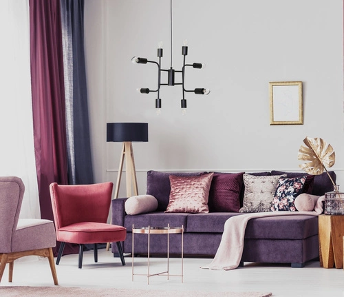 Lampa sufitowa Marinelle czarna 8-punktowa nowoczesna do salonu i jadalni 60 cm