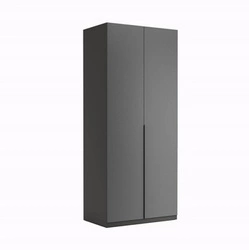 Szafa Otto 2-drzwiowa antracytowa nowoczesna z półkami i drążkiem do sypialni 90 cm