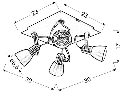 Lampa sufitowa Markus plafon 4x50W GU10 czarny+miedziany bez żarówki