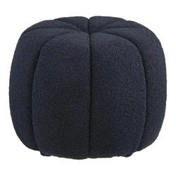 Pufa Paisley granatowa futrzana okrągła do salonu i sypialni