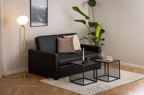 Stolik kawowy Strington 40x40 cm czarny kwadratowy marmurowy loftowy do salonu Actona