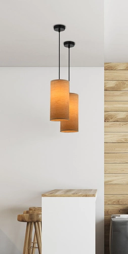 Lampa wisząca Ballo czarny 1x60 E27 abażur orzechowy
