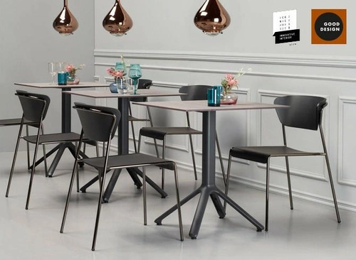 Krzesło do jadalni Lisa SCAB Design czarne, metalowe z bukowym siedziskiem loft industrial