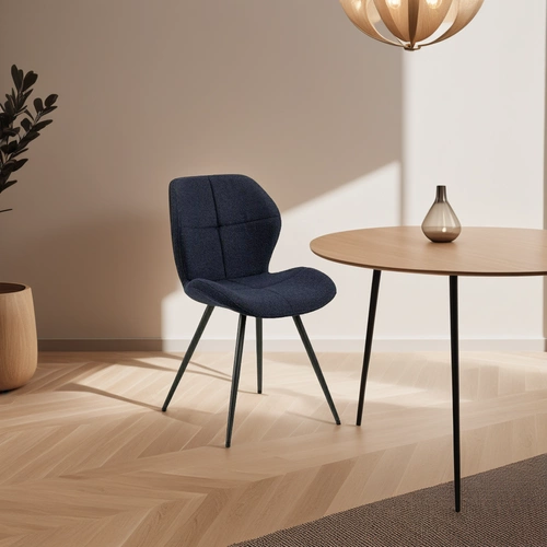 Krzesło tapicerowane Petri Monza granatowe do jadalni i salonu nowoczesne na czarnych nogach