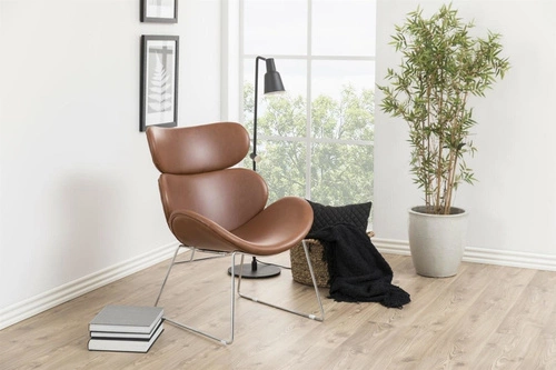 Fotel uszak Cazar brązowy ekoskóra loftowy do salonu industrialny nowoczesny wypoczynkowy Actona