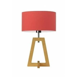 Lampka CLIO abażur czerwony stelaż dębowy