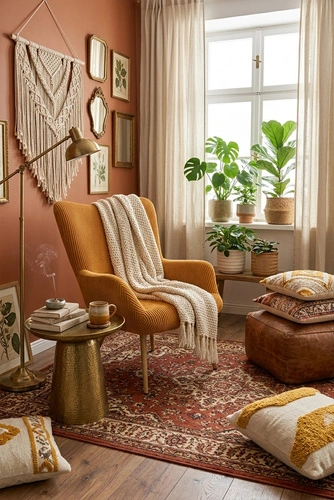 Fotel wypoczynkowy Adagio sztruksowy musztardowy do salonu skandynawski z podłokietnikami