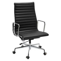 Fotel biurowy CH1191 PREMIUM inspirowany EA119 skóra czarna, chrom