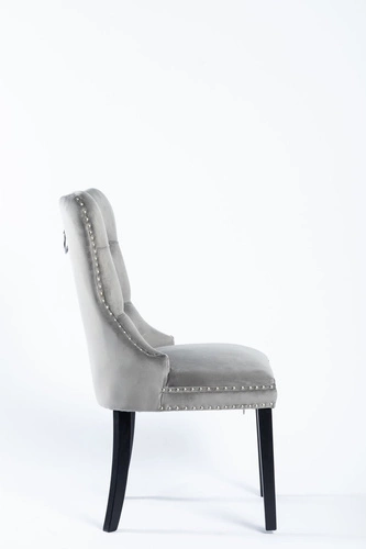 Krzesło do jadalni Lael Velvet Intesi tapicerowane welurowe szare z drewnianymi nogami