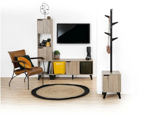 Szafka nocna drewniana Ceda 34,5 cm boho skandynawska z czarnymi nogami 5five simply smart