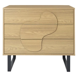Komoda Calypso nowoczesna z 3 szufladami dąb artisan i czarna do sypialni 120 cm