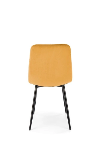 Krzesło do jadalni Uferyn Intesi tapicerowane welur musztardowy nowoczesne pikowane czarne nogi