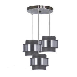 Lampa wisząca Hare chromowy talerz 3x60W E27 abażur szary+srebrny