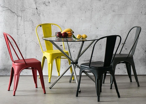 Krzesło metalowe Paris czarne industrialne do jadalni i kuchni D2.DESIGN sztaplowane