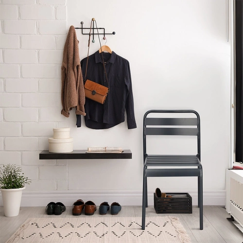 Krzesło ogrodowe metalowe Terra antracytowe Intesi loftowe sztaplowane na balkon i taras