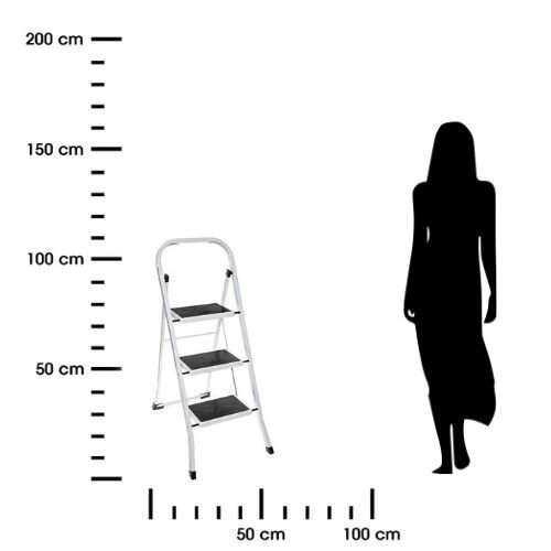 Drabinka składana 3-stopniowa metalowa biała