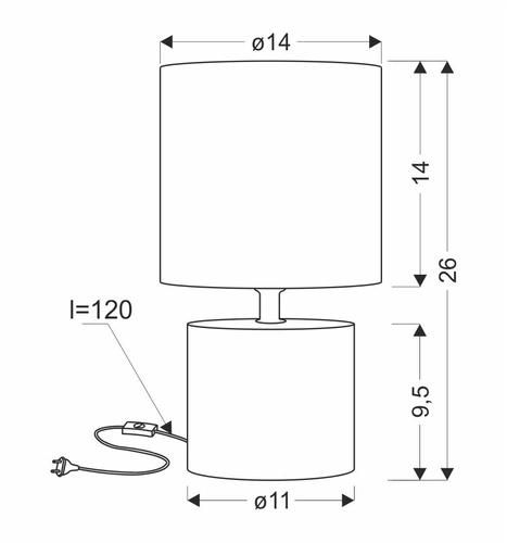 Lampka nocna ceramiczna Dina nowoczesna z abażurem szara do sypialni lub salonu CANDELLUX