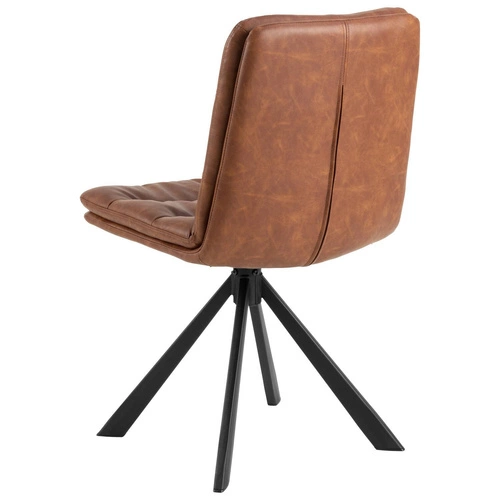 Krzesło tapicerowane obrotowe Dean Actona do jadalni brązowe ekoskóra loft na czarnych nogach
